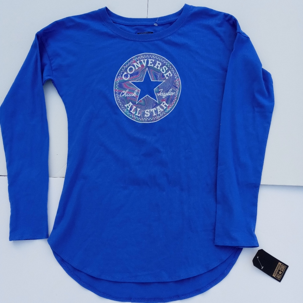 New Converse Girls long sleeve tshirt XL Blue